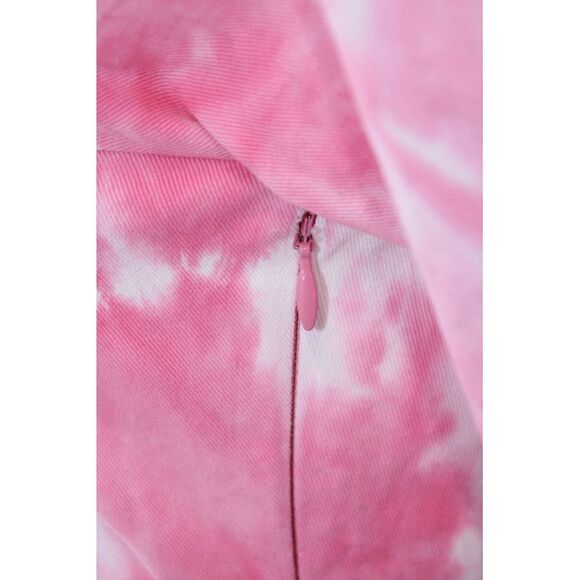 Love Shack Fancy Womens 3/4 Sleeve Square Neck Tie Dyed Mini Dress Pink Size 0 - Picture 4 of 8